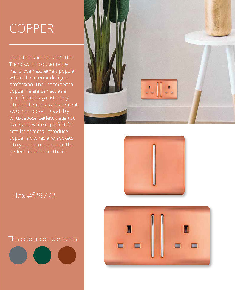 Load image into Gallery viewer, Trendi Switch ART-2BLKCPR, Artistic Modern Double Blanking Plate, Copper Finish, BRITISH MADE, (25mm Back Box Required), 5yrs Warranty - 53555
