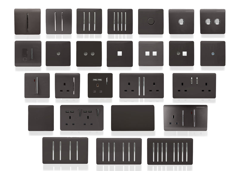 Load image into Gallery viewer, Trendi Switch ART-2LDMDB, Artistic Modern 2 Gang 2 Way LED Dimmer Switch 5-150W LED / 120W Tungsten Per Dimmer, Dark Brown Finish, (35mm Back Box Required) 5yrs Wrnty - 53596
