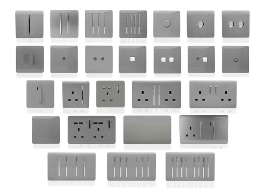 Trendi Switch ART-2PCLG, Artistic Modern Twin PC Ethernet Cat 5&6 Data Outlet Light Grey Finish, BRITISH MADE, (35mm Back Box Required), 5yrs Warranty - 53616