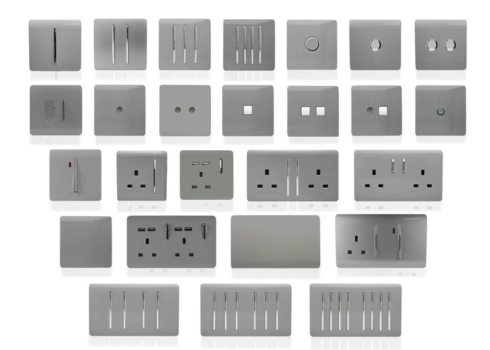 Trendi Switch ART-TLP+TVLG, Artistic Modern TV Co-Axial & RJ11 Telephone Light Grey Finish, BRITISH MADE, (35mm Back Box Required), 5yrs Warranty - 54239