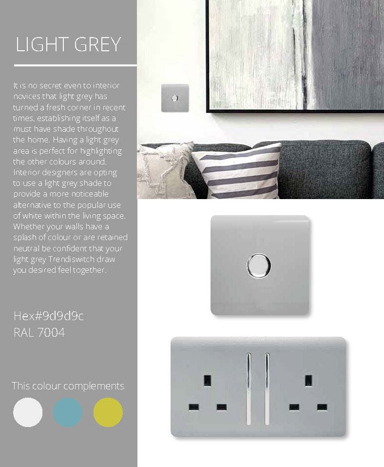 Load image into Gallery viewer, Trendi Switch ART-WHS2LG, Artistic Modern 45 Amp Neon Insert Double Pole Switch Light Grey Finish, BRITISH MADE, (35mm Back Box Required), 5yrs Warranty - 54347
