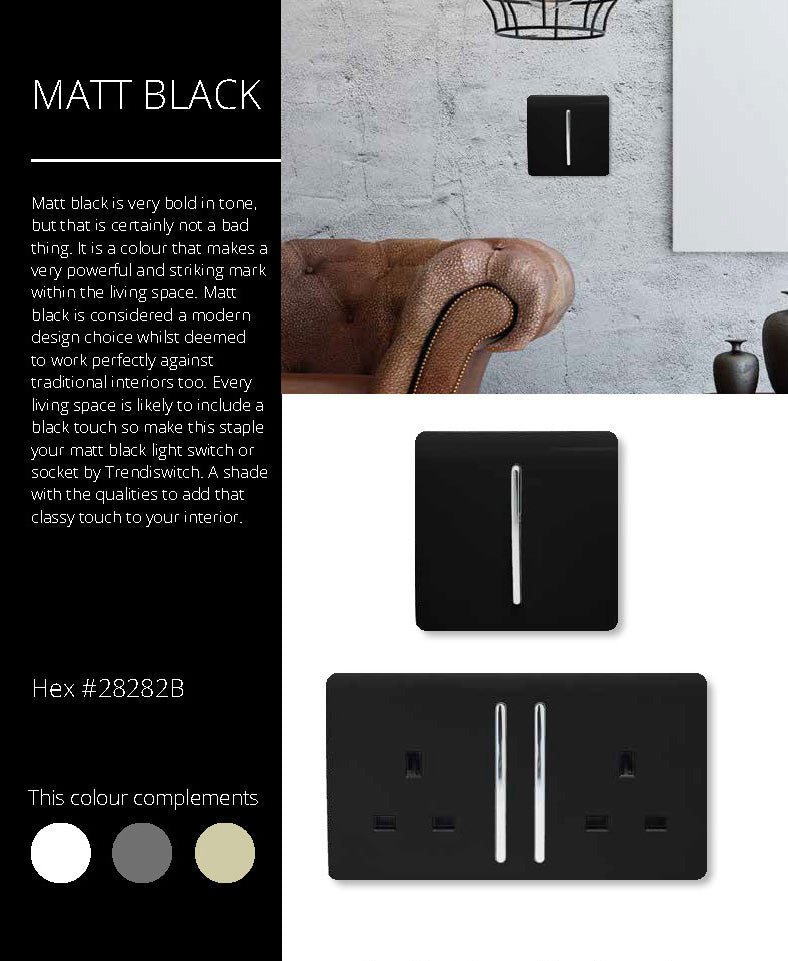 Load image into Gallery viewer, Trendi Switch ART-2DBMBK, Artistic Modern 2 Gang Doorbell Matt Black Finish, BRITISH MADE, (25mm Back Box Required), 5yrs Warranty - 43835
