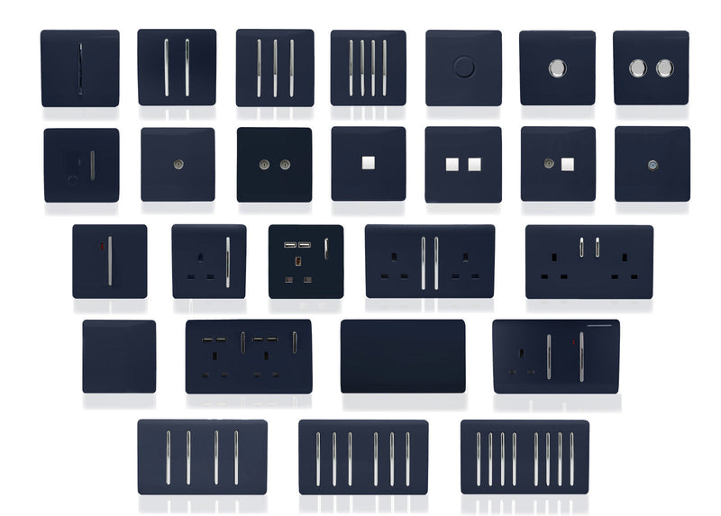 Load image into Gallery viewer, Trendi Switch ART-2PCNV, Artistic Modern Twin PC Ethernet Cat 5&amp;6 Data Outlet Navy Blue Finish, BRITISH MADE, (35mm Back Box Required), 5yrs Warranty - 53619
