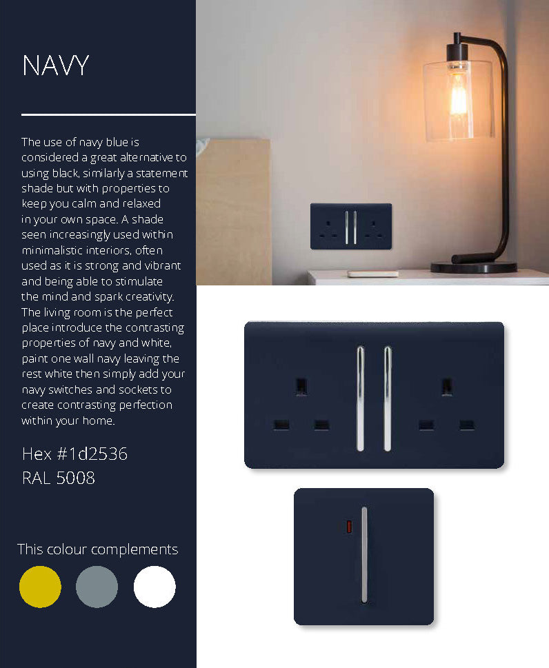 Load image into Gallery viewer, Trendi Switch ART-2LDMNV, Artistic Modern 2 Gang 2 Way LED Dimmer Switch 5-150W LED / 120W Tungsten Per Dimmer, Navy Finish, (35mm Back Box Required), 5yrs Warranty - 53601
