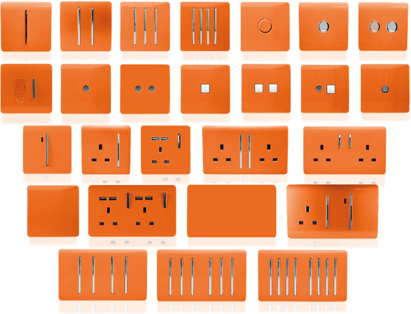 Load image into Gallery viewer, Trendi Switch ART-FSOR, Artistic Modern Switch Fused Spur 13A With Flex Outlet Orange Finish, BRITISH MADE, (35mm Back Box Required), 5yrs Warranty - 53738

