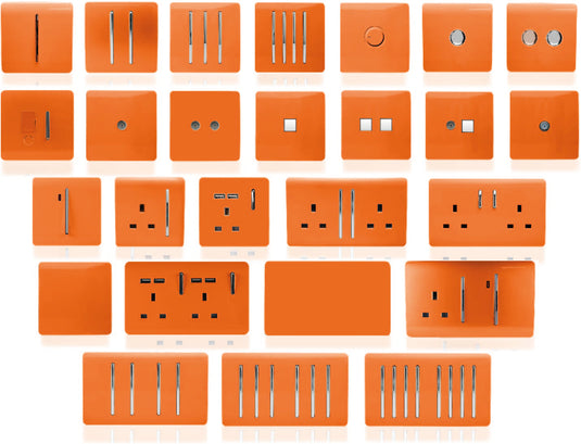 Trendi Switch ART-2BLKOR, Artistic Modern Double Blanking Plate, Orange Finish, BRITISH MADE, (25mm Back Box Required), 5yrs Warranty - 53563