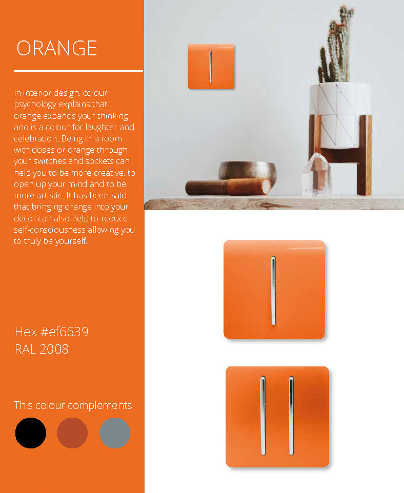 Load image into Gallery viewer, Trendi Switch ART-2BLKOR, Artistic Modern Double Blanking Plate, Orange Finish, BRITISH MADE, (25mm Back Box Required), 5yrs Warranty - 53563
