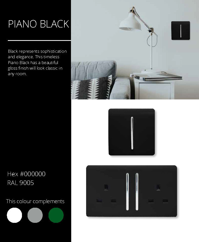 Load image into Gallery viewer, Trendi Switch ART-SKT13USBBK, Artistic Modern 1 Gang 13Amp Switched Socket WIth 2 x USB Ports Gloss Black Finish, BRITISH MADE, (35mm Back Box Required), 5yrs Warranty - 24300
