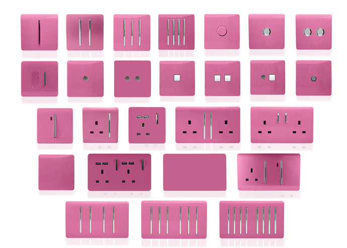 Trendi Switch ART-TLP+TVPK, Artistic Modern TV Co-Axial & RJ11 Telephone Pink Finish, BRITISH MADE, (35mm Back Box Required), 5yrs Warranty - 54245