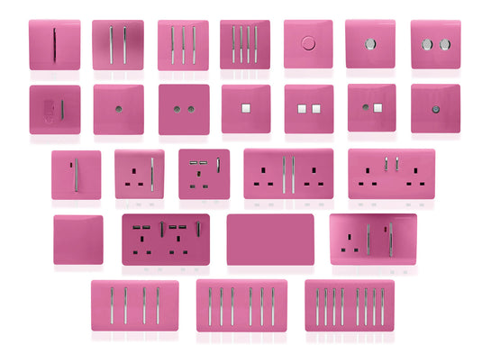 Trendi Switch ART-2DBPK, Artistic Modern 2 Gang Doorbell Pink Finish, BRITISH MADE, (25mm Back Box Required), 5yrs Warranty - 53584