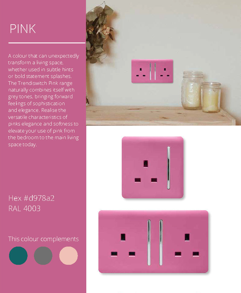 Load image into Gallery viewer, Trendi Switch ART-2BLKPK, Artistic Modern Double Blanking Plate, Pink Finish, BRITISH MADE, (25mm Back Box Required), 5yrs Warranty - 53564
