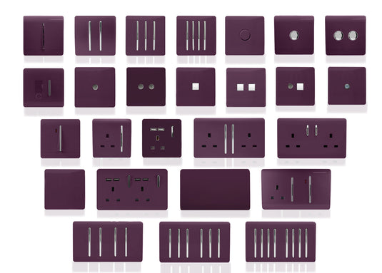 Trendi Switch ART-DBPL, Artistic Modern 1 Gang Doorbell Plum Finish, BRITISH MADE, (25mm Back Box Required), 5yrs Warranty - 53720