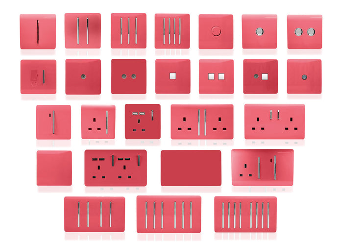 Trendi Switch ART-TLP+TVSB, Artistic Modern TV Co-Axial & RJ11 Telephone Strawberry Finish, BRITISH MADE, (35mm Back Box Required), 5yrs Warranty - 54247