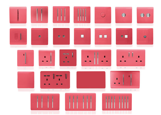 Trendi Switch ART-2LDMSB, Artistic Modern 2 Gang 2 Way LED Dimmer Switch 5-150W LED / 120W Tungsten Per Dimmer, Strawberry Finish, (35mm Back Box Required) 5yrs Wrnty - 53606