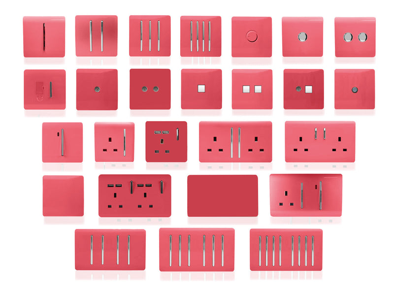 Load image into Gallery viewer, Trendi Switch ART-2PCSB, Artistic Modern Twin PC Ethernet Cat 5&amp;6 Data Outlet Strawberry Finish, BRITISH MADE, (35mm Back Box Required), 5yrs Warranty - 53624
