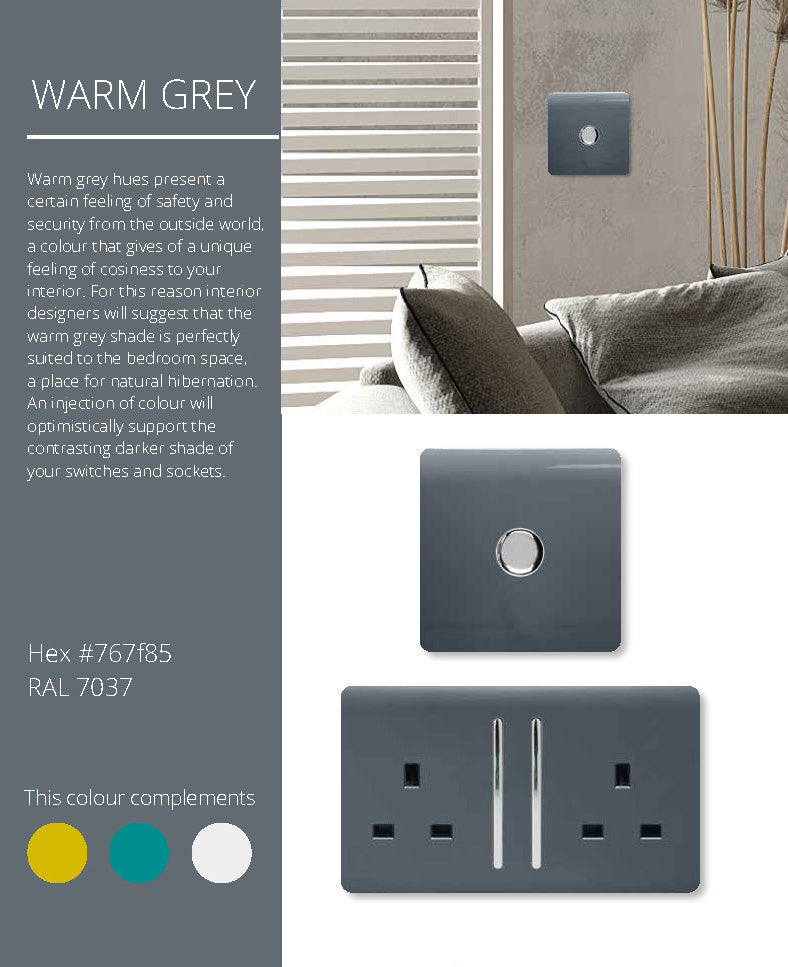 Load image into Gallery viewer, Trendi Switch ART-WHS2WG, Artistic Modern 45 Amp Neon Insert Double Pole Switch Warm Grey Finish, BRITISH MADE, (35mm Back Box Required), 5yrs Warranty - 54357
