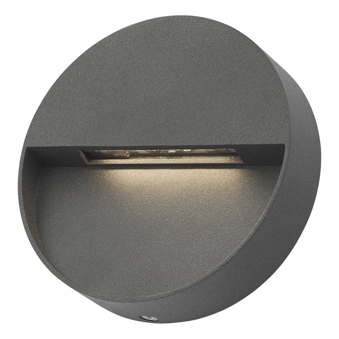 Dar Lighting UGO2139 Ugo Outdoor Wall Light Round Eyelid Anthracite IP65 LED - 35478