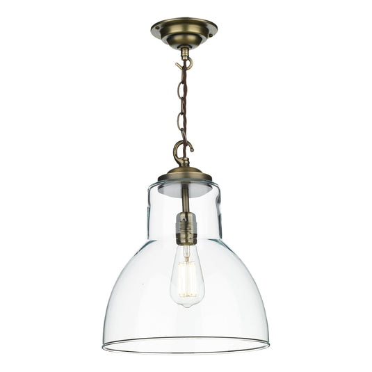 David Hunt Lighting UPT0175 UPTON Single pendant in antique brass