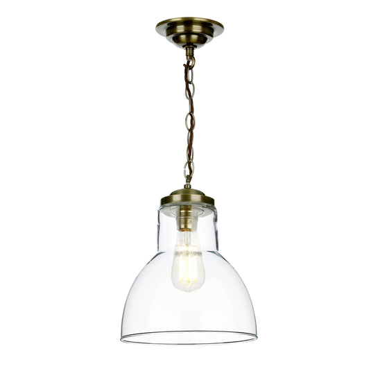 David Hunt Lighting UPT8675 UPTON 1 light pendant small in antique brass DHL