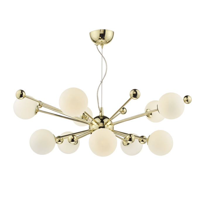 Dar Lighting URS2335 Ursa 10lt Pendant Gold & Opal Glass - 35481