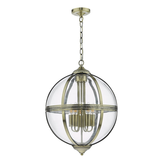 Dar Lighting VAN0575 Vanessa 5 Light Lantern Antique Brass Glass - 37033