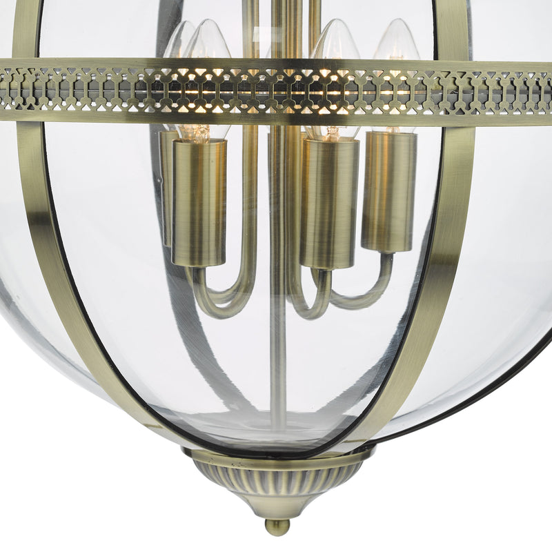 Load image into Gallery viewer, Dar Lighting VAN0575 Vanessa 5 Light Lantern Antique Brass Glass - 37033
