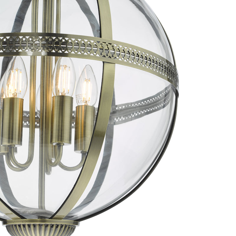 Load image into Gallery viewer, Dar Lighting VAN0575 Vanessa 5 Light Lantern Antique Brass Glass - 37033
