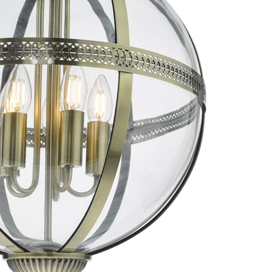 Dar Lighting VAN0575 Vanessa 5 Light Lantern Antique Brass Glass - 37033