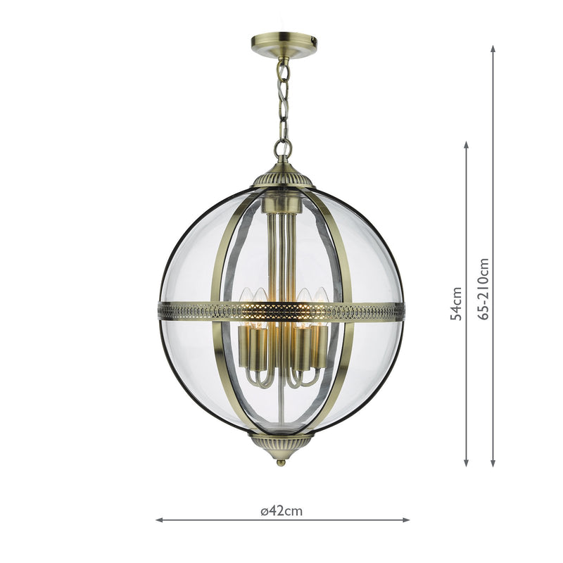Load image into Gallery viewer, Dar Lighting VAN0575 Vanessa 5 Light Lantern Antique Brass Glass - 37033
