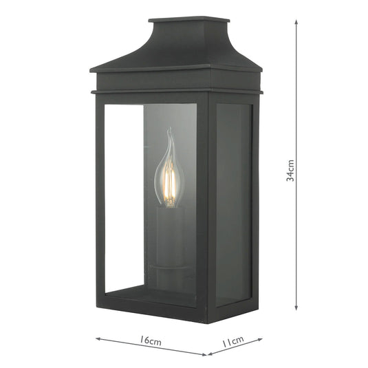 Dar Lighting VAP5222 Vapour Coach Lantern Outdoor Wall Light IP44 Matt Black - 24443