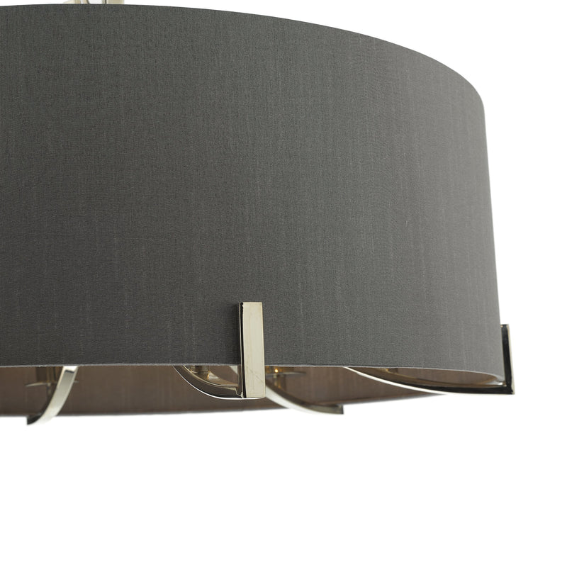 Load image into Gallery viewer, Dar Lighting VEY0639 Veyron 6 Light Pendant Polished Nickel With Grey Shade - 35494
