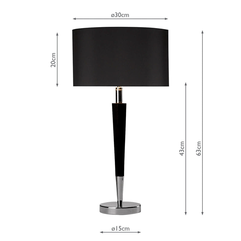 Load image into Gallery viewer, Dar Lighting VIK4022 Viking Table Lamp Polished Chrome &amp; Black complete with Black Linen Shade VIK1322 - 35495
