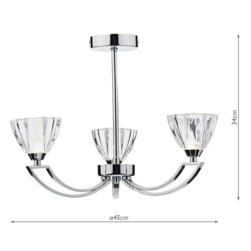 Load image into Gallery viewer, Dar Lighting VIT0350 Vito 3 Light Semi Flush Polished Chrome - 20047
