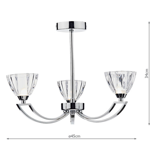 Dar Lighting VIT0350 Vito 3 Light Semi Flush Polished Chrome - 20047