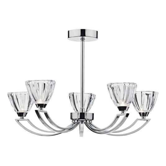 Dar Lighting VIT0550 Vito 5 Light Semi Flush Polished Chrome - 20048