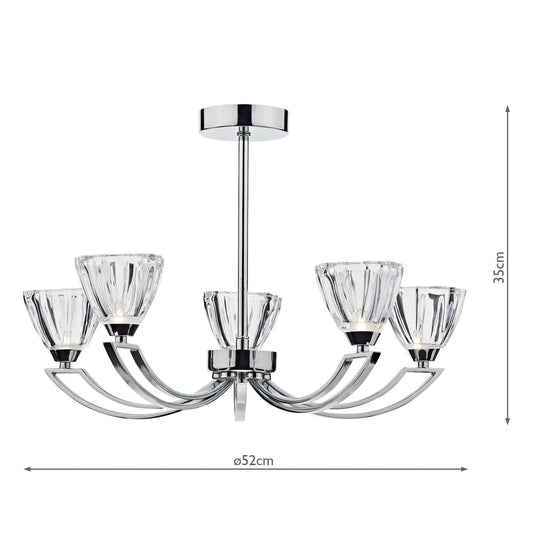 Dar Lighting VIT0550 Vito 5 Light Semi Flush Polished Chrome - 20048