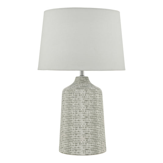 Dar Lighting VON4239 Vondra Table Lamp White & Grey With Shade - 35505