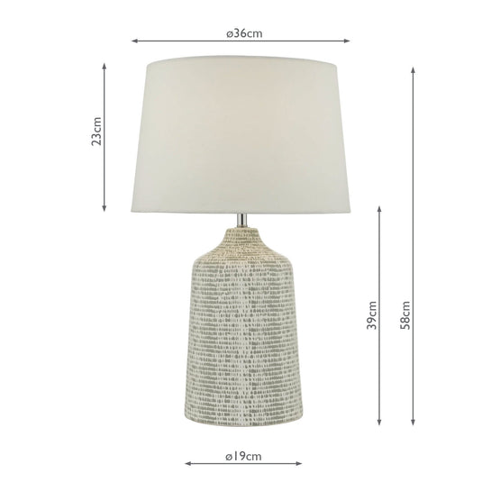 Dar Lighting VON4239 Vondra Table Lamp White & Grey With Shade - 35505