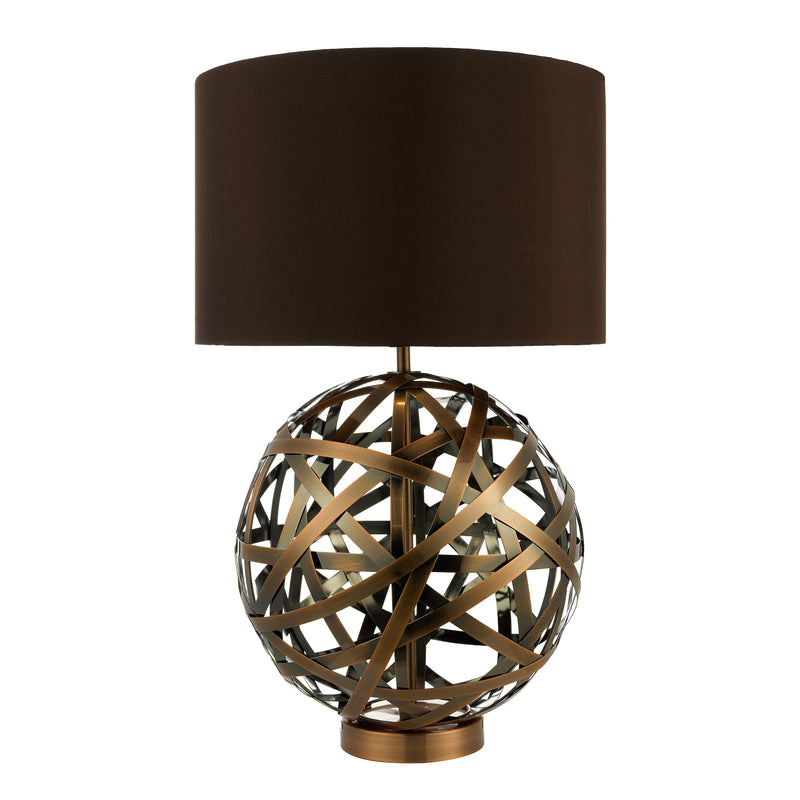 Load image into Gallery viewer, Dar Lighting VOY4264 Voyage TL Woven Antique Copper Ball with Matching Lined Shade. - 20925
