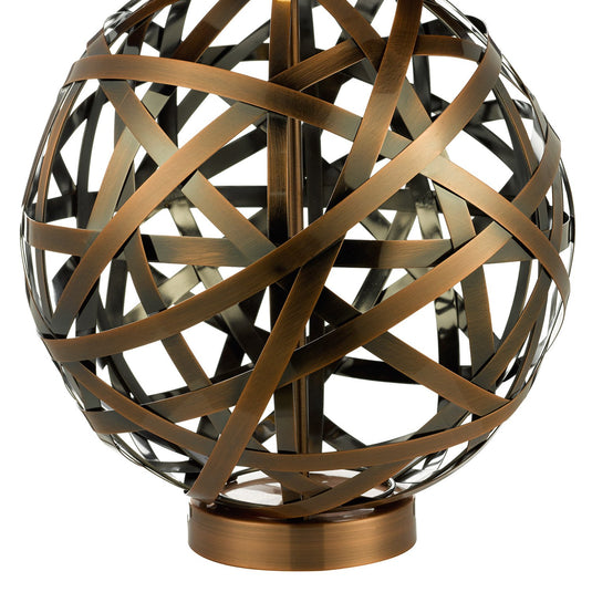 Dar Lighting VOY4264 Voyage TL Woven Antique Copper Ball with Matching Lined Shade. - 20925