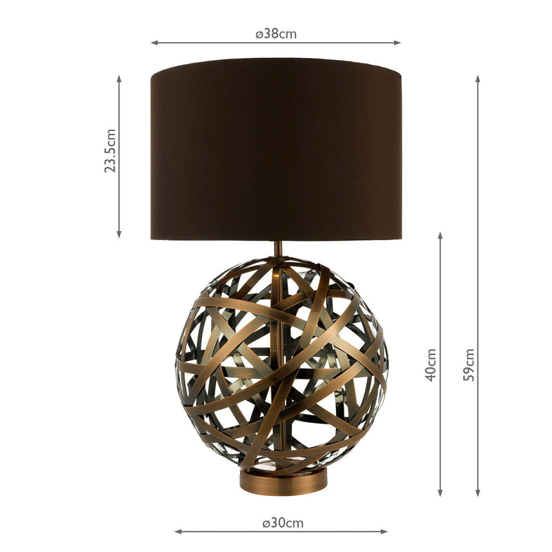 Load image into Gallery viewer, Dar Lighting VOY4264 Voyage TL Woven Antique Copper Ball with Matching Lined Shade. - 20925
