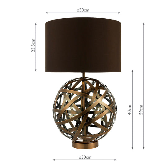 Dar Lighting VOY4264 Voyage TL Woven Antique Copper Ball with Matching Lined Shade. - 20925