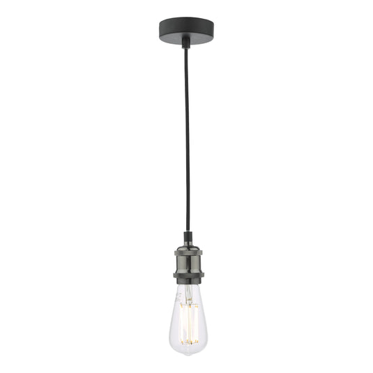 Dar Lighting WAC0161 Waco 1 Light E27 Suspension Black Chrome Matt Black - 37034