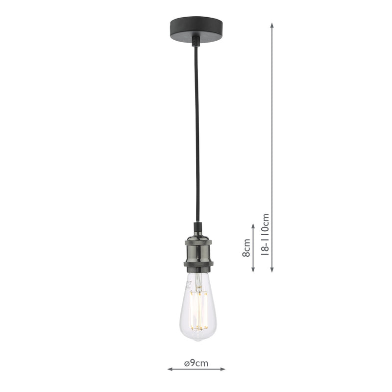 Load image into Gallery viewer, Dar Lighting WAC0161 Waco 1 Light E27 Suspension Black Chrome Matt Black - 37034
