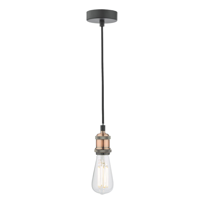 Dar Lighting WAC0164 Waco 1 Light E27 Suspension Antique Copper Matt Black - 37035