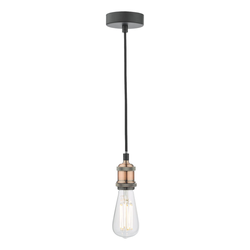 Load image into Gallery viewer, Dar Lighting WAC0164 Waco 1 Light E27 Suspension Antique Copper Matt Black - 37035
