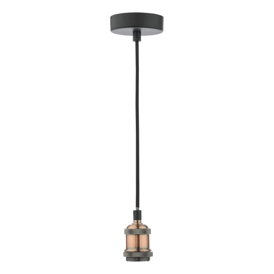 Dar Lighting WAC0164 Waco 1 Light E27 Suspension Antique Copper Matt Black - 37035