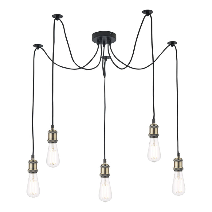 Dar Lighting WAC0575 Waco 5 Light Pendant Antique Brass Matt Black - 35510