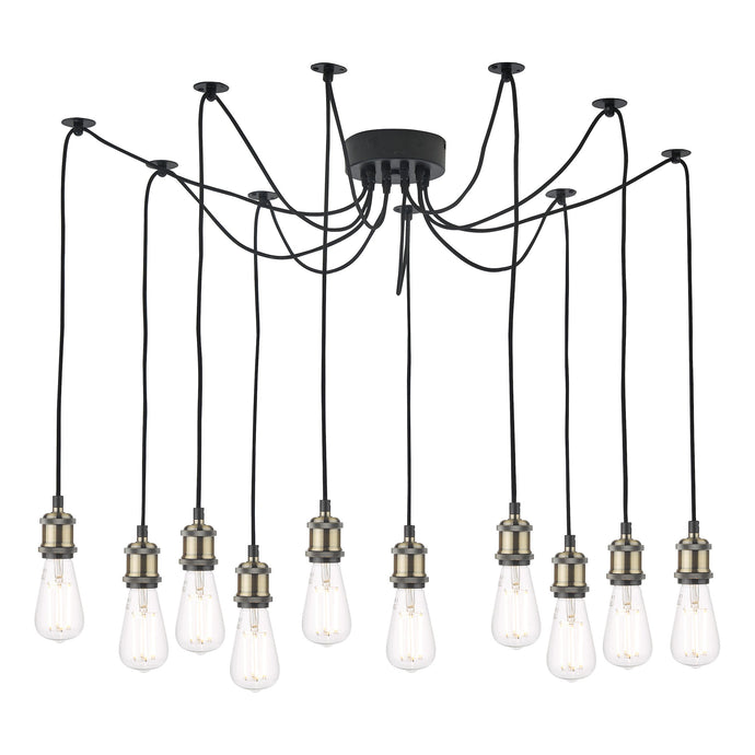 Dar Lighting WAC2375 Waco 10 Light Pendant Antique Brass Matt Black - 35511