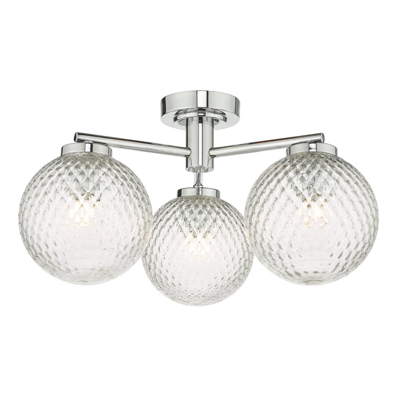 Load image into Gallery viewer, Dar Lighting WAY5350 Wayne 3 Light Semi Flush Polished Chrome Glass IP44 - 27119
